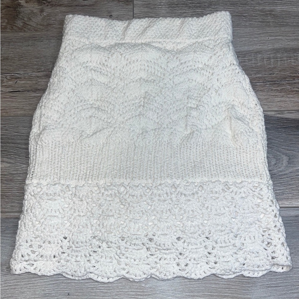 the impeccable pig white crochet skirt